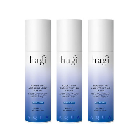 Zestaw: 3x Hagi - Aqua Zone odżywczo-nawilżający krem na noc 50 ml