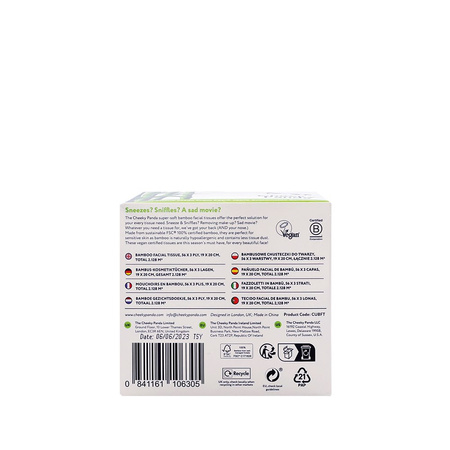 Cheeky Panda, Chusteczki kosmetyczne uniwersalne, pudełko kostka 56 szt.