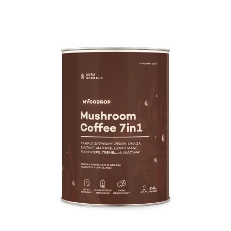 Aura Herbals Mycodrop, kawa z grzybami, mushroom coffee 7 in 1 - 250g