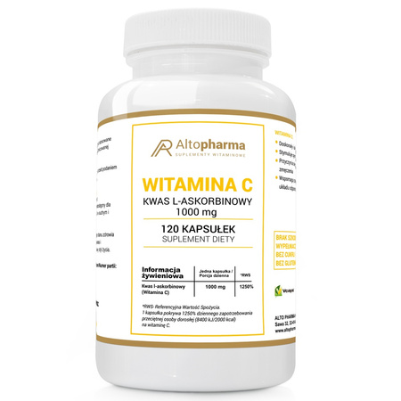 Witamina C Kwas L-Askorbinowy 1000 mg suplement diety 120 kapsułek