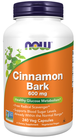NOW FOODS Cinnamon Bark - Cynamon 600 mg (240 kaps.)