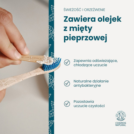 Georganics, Naturalna pasta do zębów w słoiku, z fluorem, do codziennej pielęgnacji, smak mięty pieprzowej, 60 ml