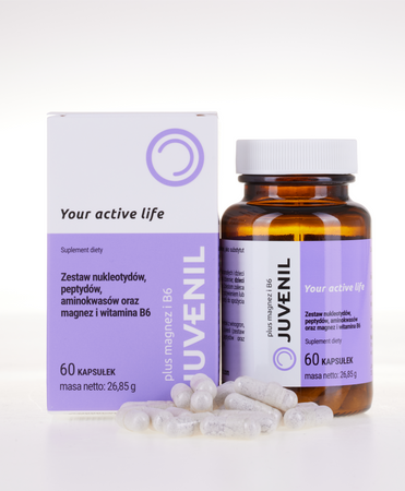 Juvenil plus Magnez i Witamina B6 kombinacja nukleotydów i peptydów 60 kaps.