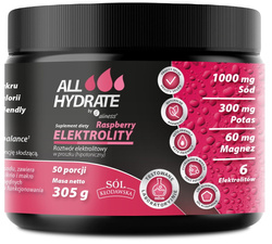 Aliness ALLHydrate, Elektrolity Raspberry 305g, 50 porcji