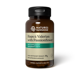 Nature's Sunshine Hops and Valerian with Passionflower na dobry sen 100 kaps.