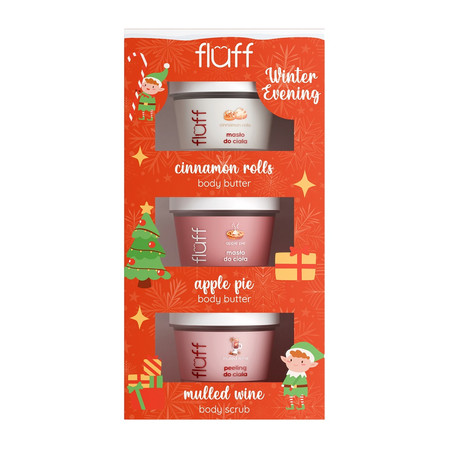 Winter Evening zestaw peeling do ciała Grzane Wino 100ml + masło do ciała Szarlotka 100ml + masło do ciała Bułeczki Cynamonowe 100ml