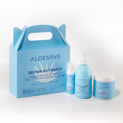 Aloesove - Xmas Blue Zestaw do twarzy torebka, emulsja do mycia twarzy 190ml+krem barierowy do twarzy i ciała 250ml+serum okluzyjne 30ml