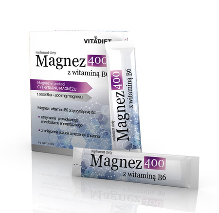 Vitadiet Magnez 400 z witaminą B6 14 saszetek