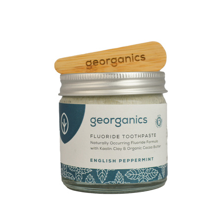 Georganics, Organiczna pasta do zębów z fluorem w słoiku, English Peppermint, 60ml