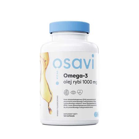 Osavi Omega-3 Olej Rybi Molecularly Distilled, 1000mg, smak cytrynowy 120 żelek