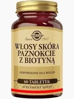 Solgar Włosy, Skóra, Paznokcie z Biotyną 60 tabl. vege