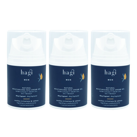 Zestaw: 3x Hagi Men- Naturalny nawilżający krem-żel do twarzy Ahoj Kapitanie50ml
