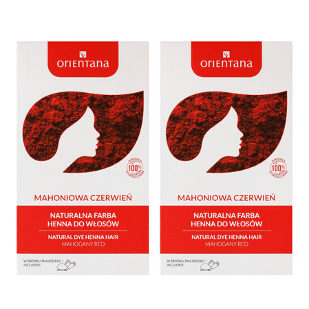 Zestaw: 2x Orientana - Naturalna farba do włosów długich. Bio Henna Mahoniowa Czerwień - 100 g