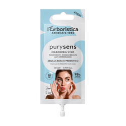 L'Erboristica - Oczyszczająca maska do twarzy różowa glinka i prebiotyki 20ml