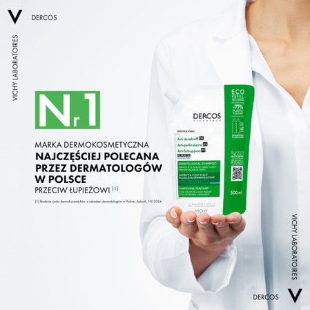 Vichy Dercos szampon przeciwłupieżowy włosy normalne i przetłuszczające się 500 ml (REFILL)