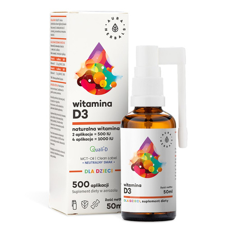 Aura Herbals − Witamina D3 dla dzieci MCT aerozol − 50 ml