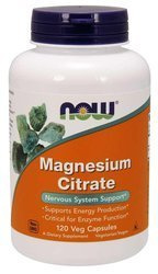 Now Foods Magnesium Citrate Cytrynian Magnez na wsparcie mięśni 120 kaps.