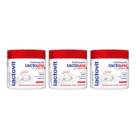 Zestaw: 3x Lactovit lactourea mousse crema intensywnie nawilżający mus do ciała 400ml