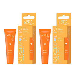 Zestaw: 2x beBIO Glazed Lips naturalny żelowy olejek do ust Nutri Honey 10ml