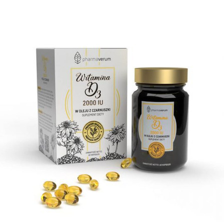 Pharmaverum Witamina D3 2000 IU w oleju z czarnuszki 60 kaps.