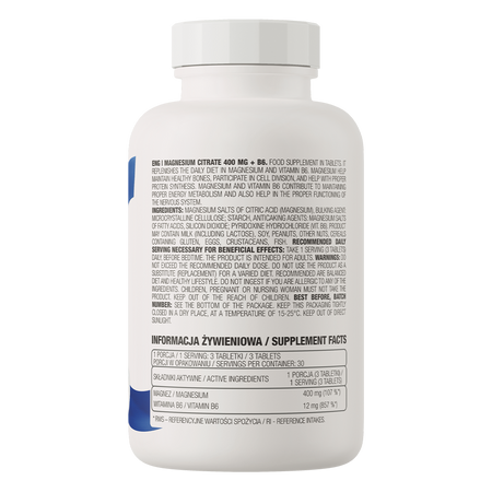 OstroVit Cytrynian Magnezu 400 mg + B6 90 tabl.