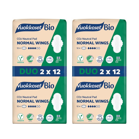 Zestaw: 2x Vuokkoset, BIO, NORMAL WINGS, Podpaski ze skrzydełkami, DUOPACK (2 x 12 szt.)