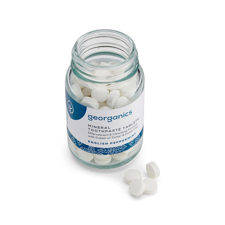 Georganics, Naturalne tabletki do mycia zębów, do codziennej pielęgnacji, smak mięty pieprzowej, 120 tabletek
