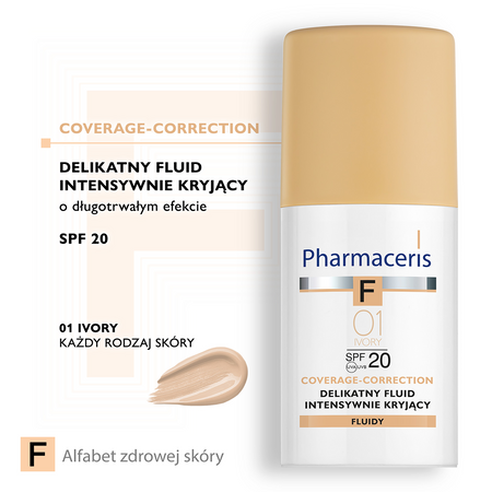 Pharmaceris F Coverage-Correction fluid intensywnie kryjący SPF 20 01 ivory (kość słoniowa) 30 ml