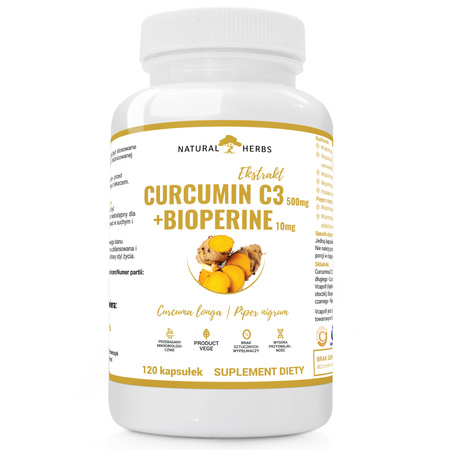 Natural Herbs Curcumin C3 Complex 500Mg Bioperine 10Mg Product Vege 120 kaps.