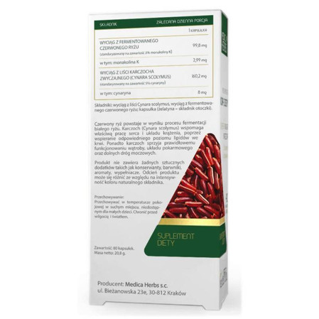Zestaw 2x Medica Herbs Fermentowany Czerwony Ryż + Karczoch 80 kaps