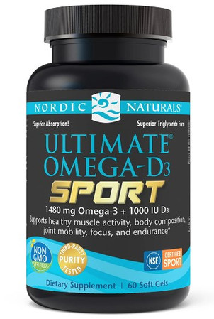 Nordic Naturals Ultimate Omega-D3 Omega-3 kwasy tłuszczowe EPA i DHA Sport 60 kaps.