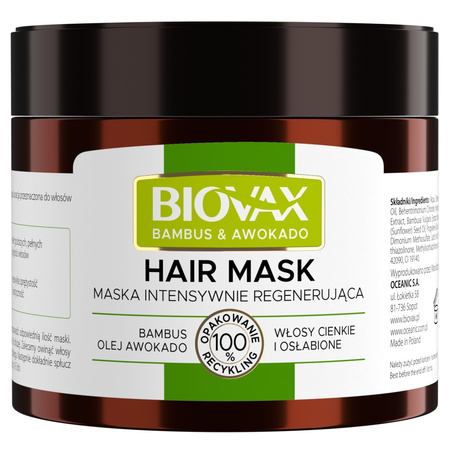 Lbiotica – BIOVAX, maska bambus awokado – 250 ml