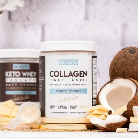 Be Keto Kolagen z olejem MCT Tropikalny Kokos i Biała Czekolada 300g