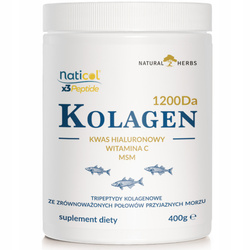 Natural Herbs Kolagen Rybi Naticol® Tripeptide Collagen Typu I + Msm + Witamina C + Kwas Hialuronowy 100% Pure Powder 400g