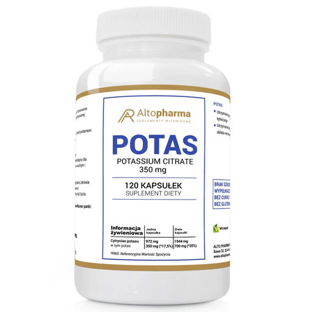 Potas cytrynian potasu 350mg suplement diety 120 kapsułek