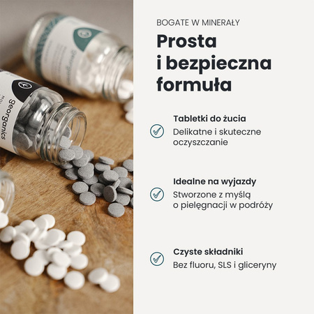 Georganics, Naturalne tabletki do mycia zębów, do codziennej pielęgnacji, z aktywnym węglem, 120 tabletek