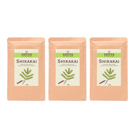 Zestaw: 3x Sattva - Powder zioła w proszku do włosów Shikakai 100g