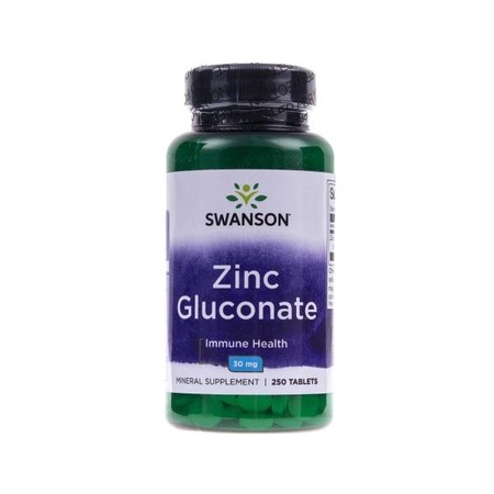 Swanson − Zinc Gluconate, glukonian cynku 30 mg − 250 tabl.
