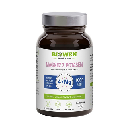 Biowen Magnez z potasem 4Xmg 100 kaps.