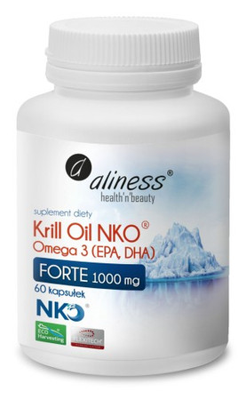 Aliness Krill Oil NKO® Omega 3 z Astaksantyną 1000 mg FORTE 60kaps.