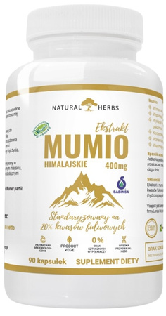 Natural Herbsmumio Himalajskie Shilajit 400Mg VEGE 90 kaps.