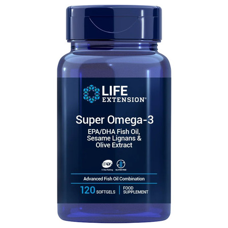 LIFE EXTENSION Super Omega-3 EPA/DHA z Lignanami Sezamowymi i Ekstraktem z Oliwek 120 kaps.