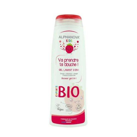 Alphanova Kids, Żel 3 w 1 do mycia ciała i włosów, Truskawka, 250 ml