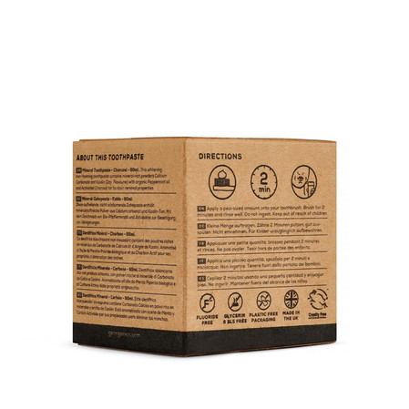 Georganics, Mineralna pasta do zębów w słoiku, bez fluoru, do codziennej pielęgnacji, z aktywnym węglem, 60 ml