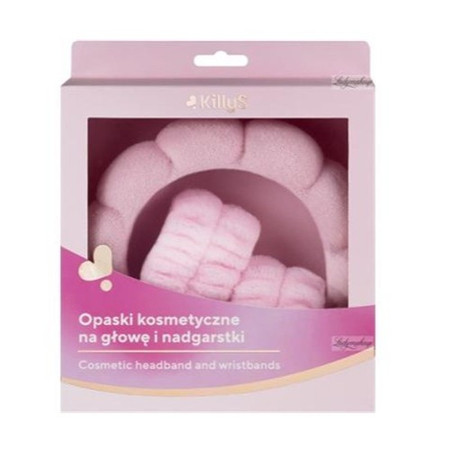 Opaski kosmetyczne na głowę i nadgarstki Różowe 3szt.