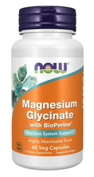 Now Foods Magnesium Glycinate with BioPerine Glicynian Magnezu 60 kaps.