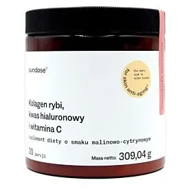 Sundose For Skin Anti-Aging na wsparcie prawidłowej produkcji kolagenu 309g smak malina cytryna