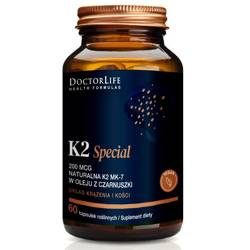 Doctor Life K2 Special 200mcg naturalna K2 MK-7 w oleju z czarnuszki suplement diety 60 kaps.