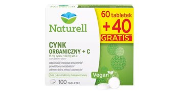 Naturell cynk organiczny + C 100 tabletek
