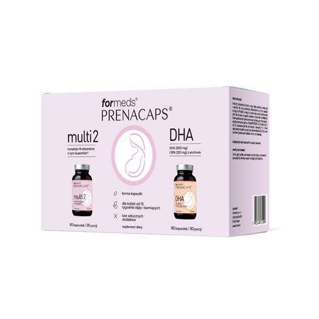 ForMeds Prenacaps zestaw multi 2 + DHA dla kobiet od 13 tygodnia ciąży i karmiących 60 kaps. + 60 kaps.